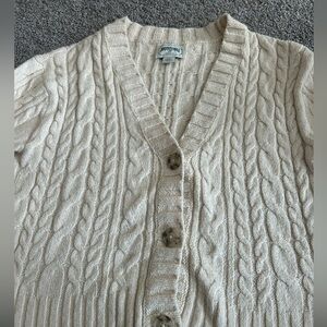 American Eagle Outfitters Cream Cable Knit Cardigan